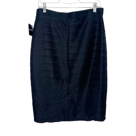 LIZ CLAIBORNE Pencil Skirt Elastic Waist Knee Length Textured Black Womens M NWT - Picture 2 of 7